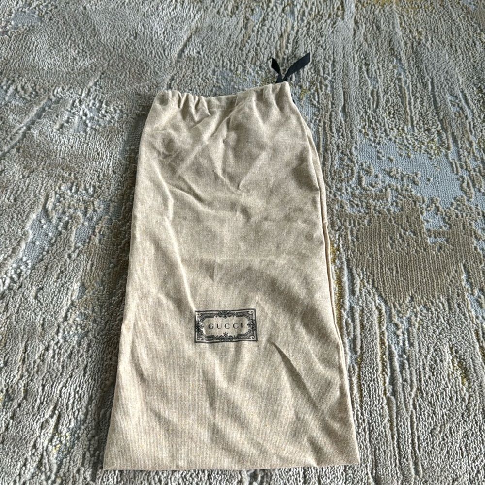 Gucci Shoe Dust Bag 8.5x 17 Tan Drawstring Cotton Storage Travel Bag